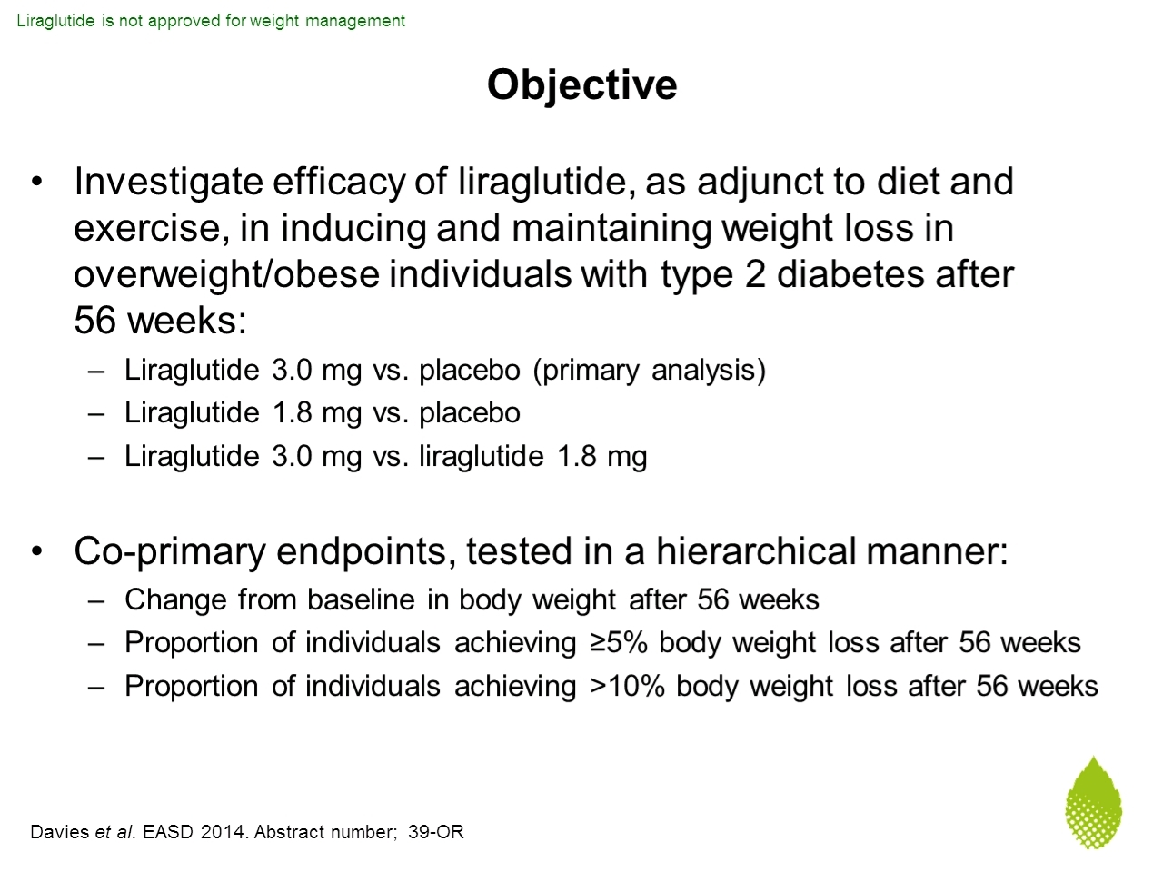 Liraglutide 3 0 Mg For Weight Management In Obese Overweight Adults With Type 2 Diabetes Scale Diabetes 56 Week Randomised Double Blind Placebo Controlled Trial Virtual Meeting Easd