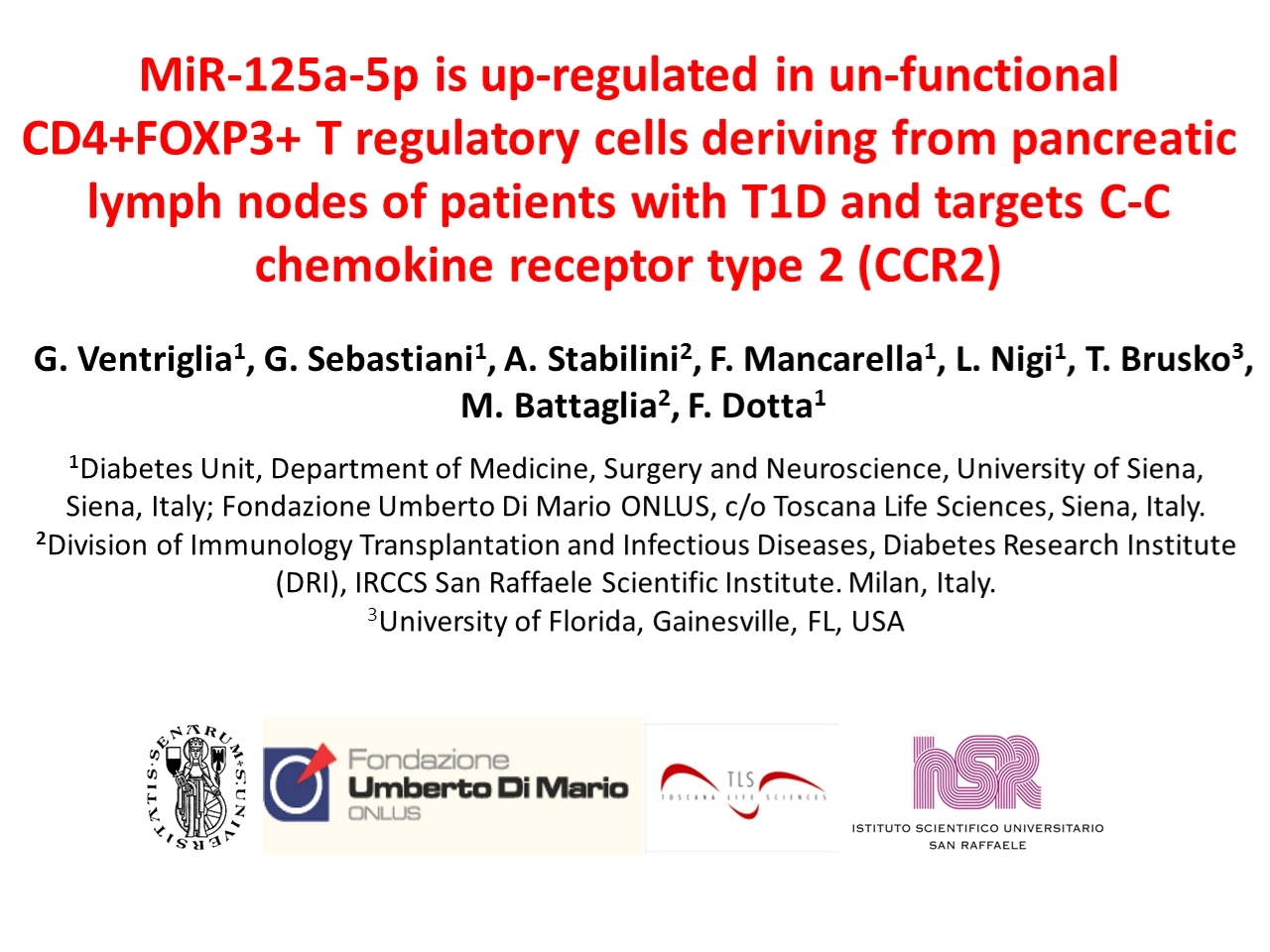 Mir 125a 5p Is Up Regulated In Un Functional Cd4 Foxp3 T Regulatory Cells Deriving From Pancreatic Lymph Nodes Of Patients With Type 1 Diabetes And Targets C C Chemokine Receptor Type 2 Virtual Meeting Easd